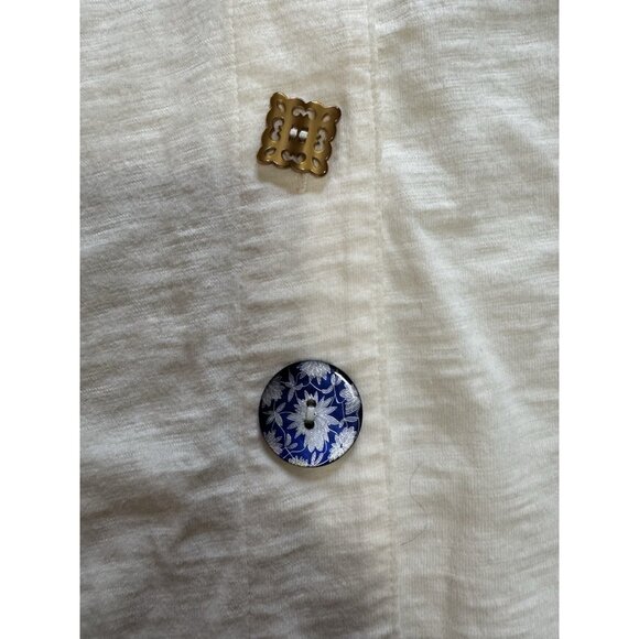 Soft Surroundings Size XL Danielle Cream Sleeveless Tunic Top Buttons Lagenlook - Picture 6 of 15